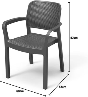 Sedia da Giardino in Polipropilene Effetto Rattan Impilabile Colore Grafite Bella Keter