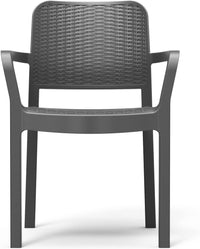 Sedia da Giardino in Polipropilene Effetto Rattan Impilabile Colore Grafite Bella Keter