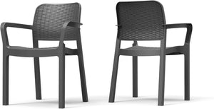 Sedia da Giardino in Polipropilene Effetto Rattan Impilabile Colore Grafite Bella Keter