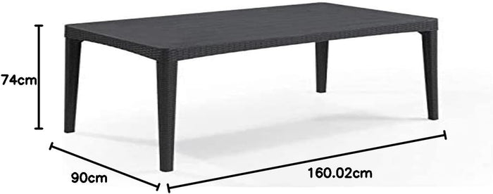 Tavolo da Giardino in Polipropilene Effetto Rattan Colore Grafite Modello Girona Keter