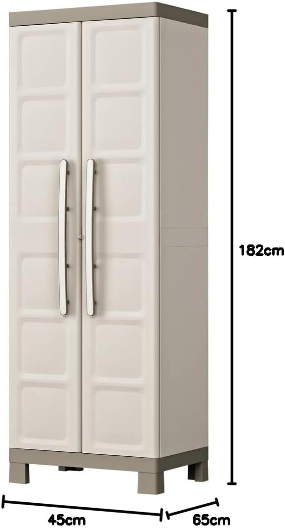 Armadio Alto in Resina con 4 Ripiani Regolabili e Chiusura Lucchettabile Colore Grigio e Nero Excellence Keter