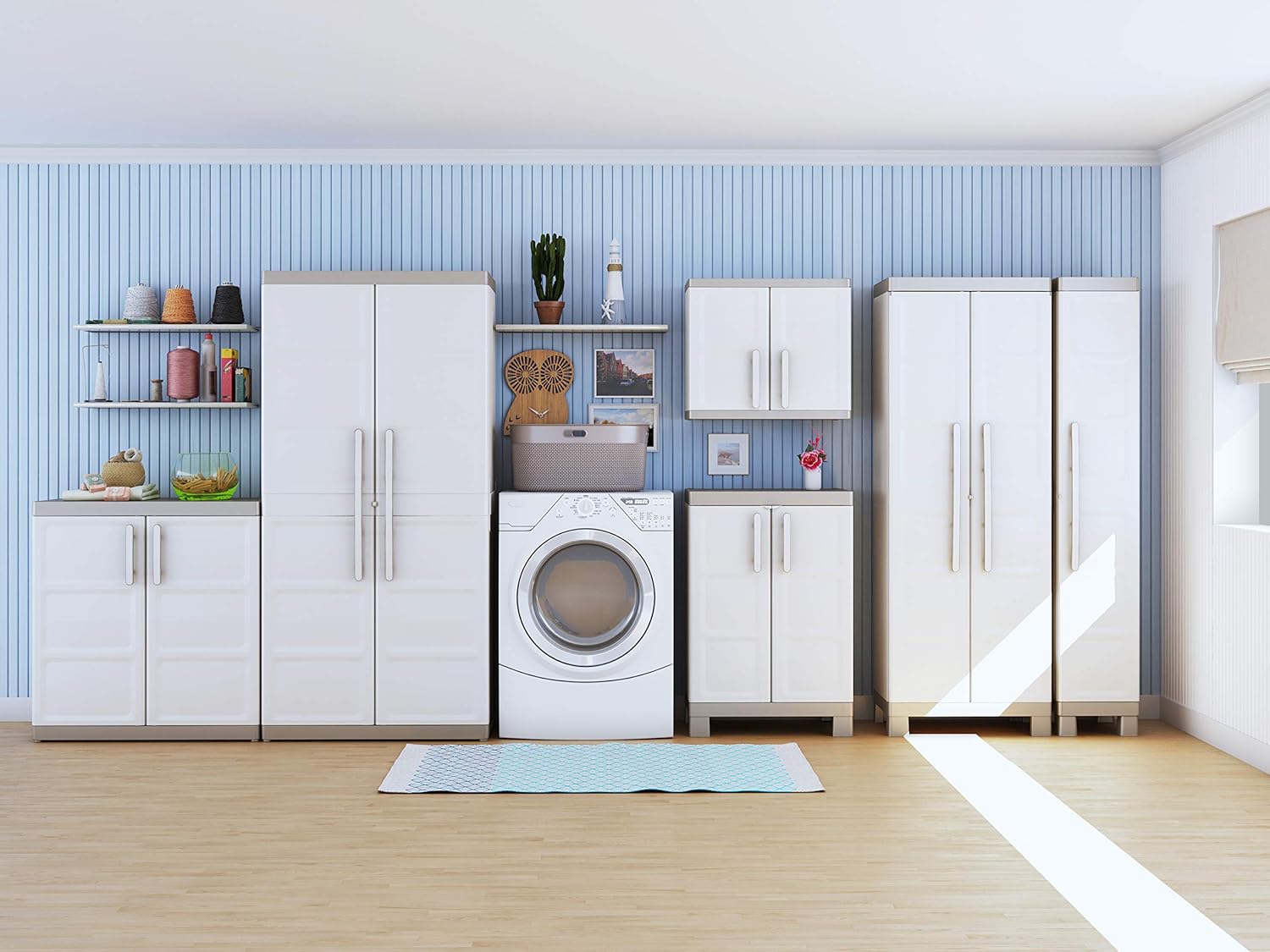 Armadio Alto in Resina con 4 Ripiani Regolabili e Chiusura Lucchettabile Colore Grigio e Nero Excellence Keter