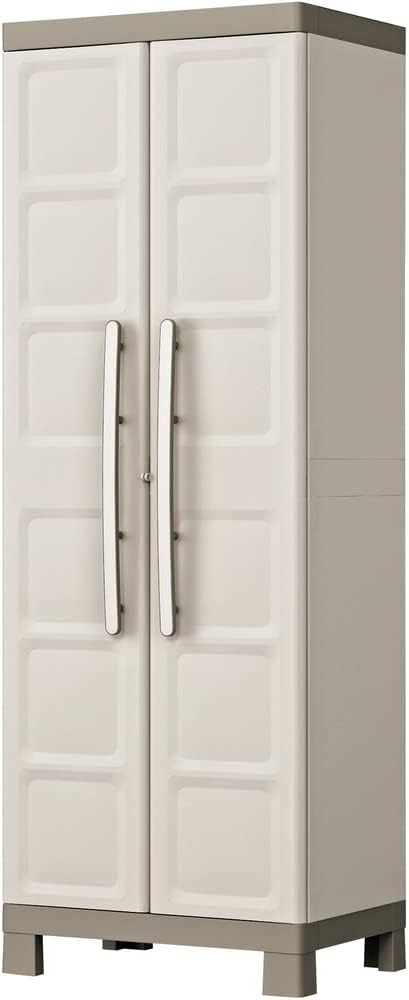 Armadio Alto in Resina con 4 Ripiani Regolabili e Chiusura Lucchettabile Colore Grigio e Nero Excellence Keter