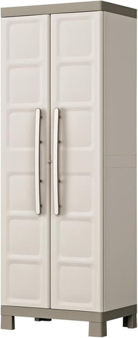 Armadio Alto in Resina con 4 Ripiani Regolabili e Chiusura Lucchettabile Colore Grigio e Nero Excellence Keter