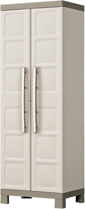 Armadio Alto in Resina con 4 Ripiani Regolabili e Chiusura Lucchettabile Colore Grigio e Nero Excellence Keter