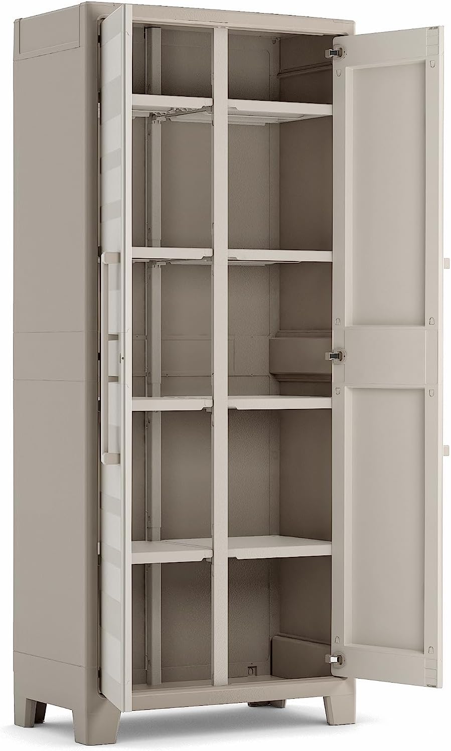 Armadio in Resina con 8 Ripiani Ribaltabili Regolabili Sabbia Beige Gulliver Multispace Keter