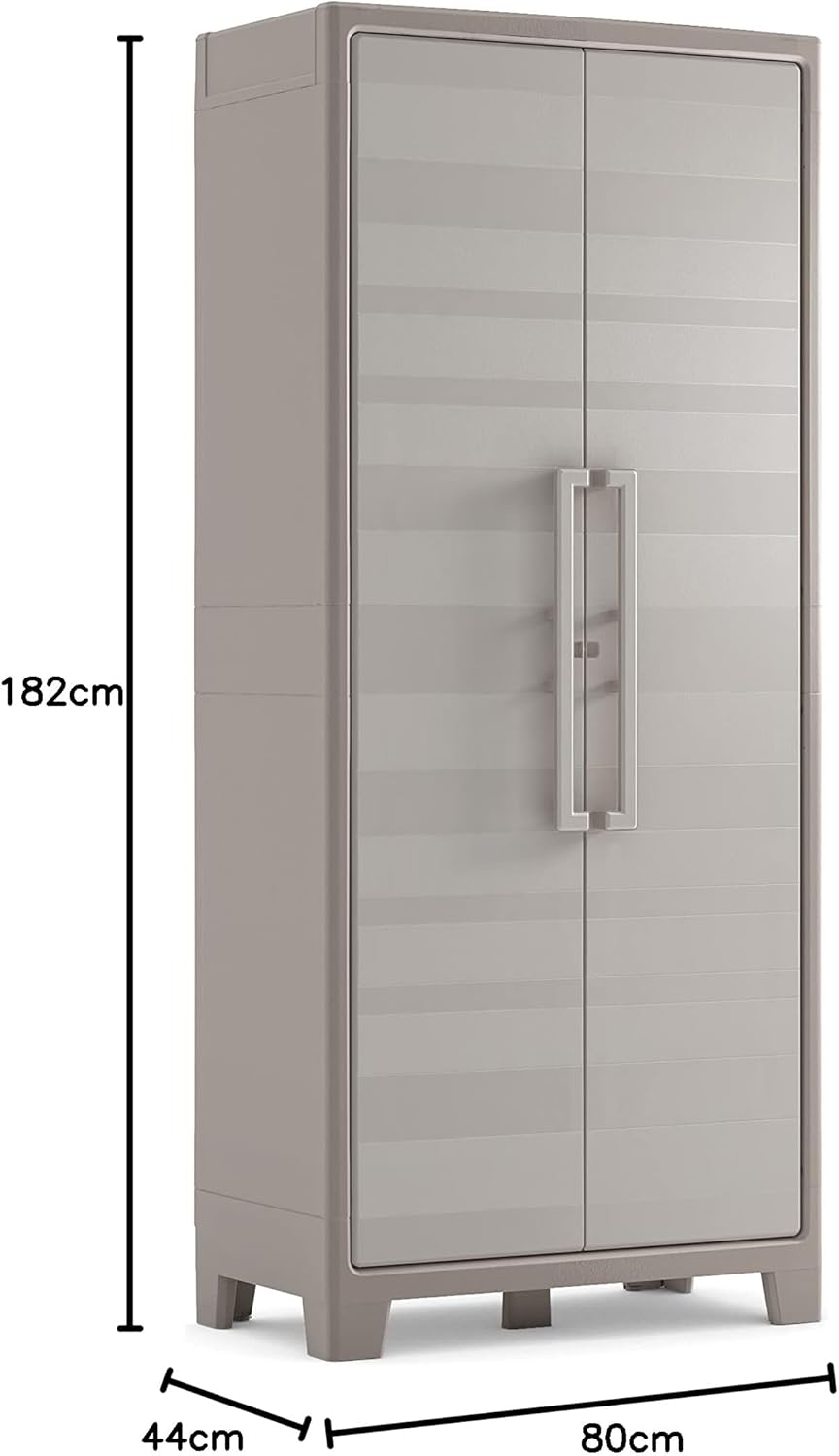 Armadio in Resina con 8 Ripiani Ribaltabili Regolabili Sabbia Beige Gulliver Multispace Keter