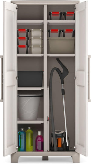 Armadio in Resina con 8 Ripiani Ribaltabili Regolabili Sabbia Beige Gulliver Multispace Keter