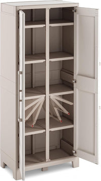 Armadio in Resina con 8 Ripiani Ribaltabili Regolabili Sabbia Beige Gulliver Multispace Keter