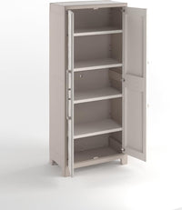 Armadio in Resina con 4 Ripiani Ribaltabili Regolabili Sabbia Beige Gulliver Keter