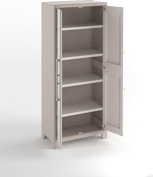 Armadio in Resina con 4 Ripiani Ribaltabili Regolabili Sabbia Beige Gulliver Keter