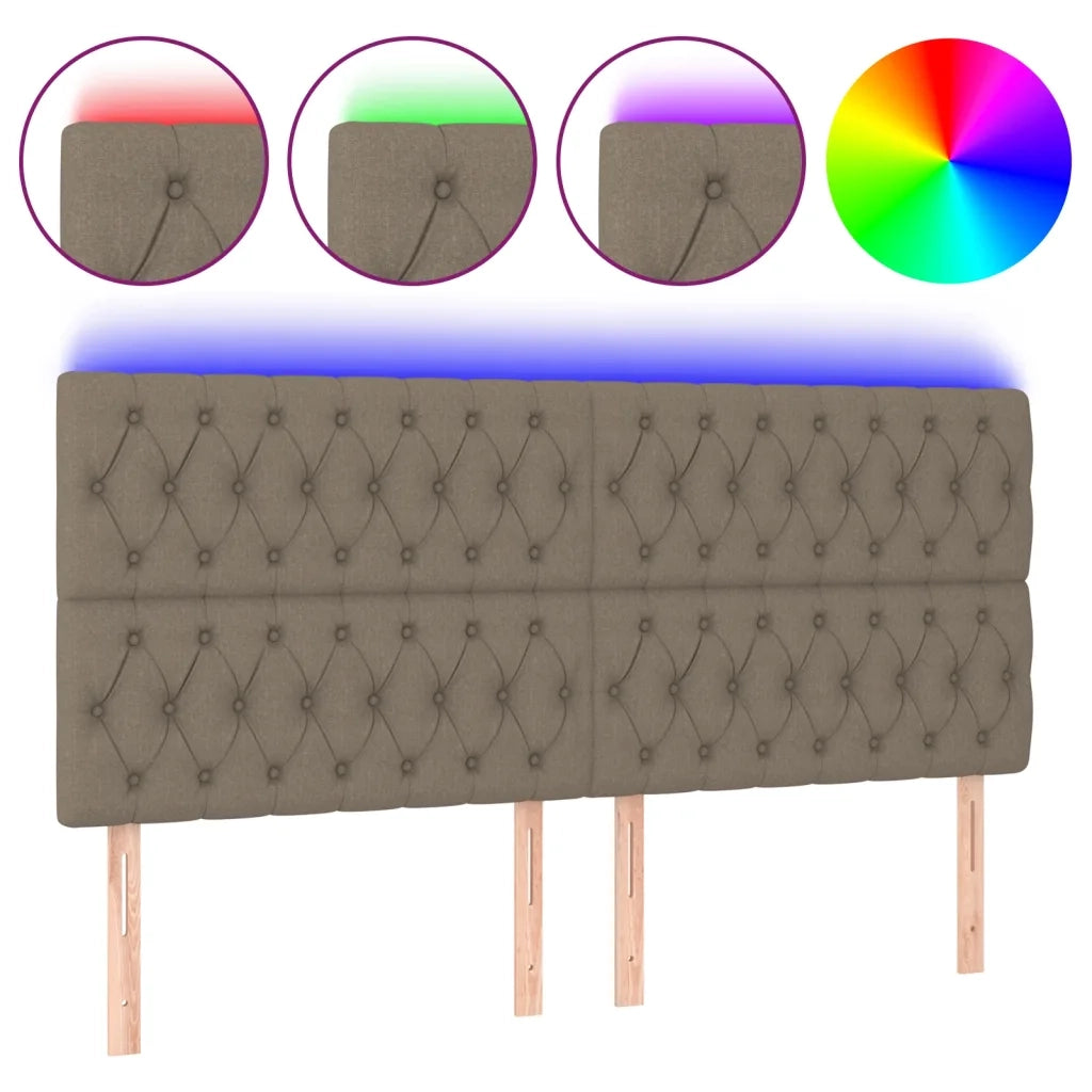 Testiera a LED-Testata con LED tortora 200x7x118/128cm in Tessuto