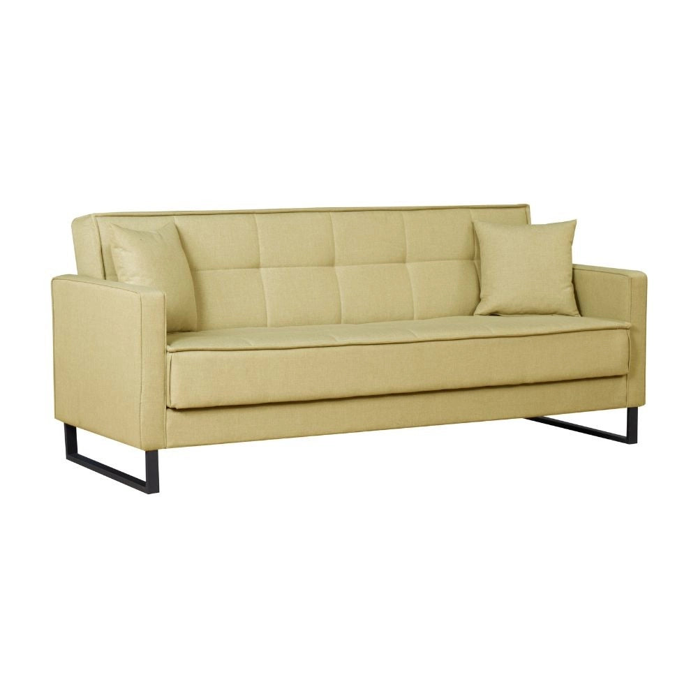 Divano funzione letto e contenitore Legen 3 Posti in vellutino Senape 210x85x87H