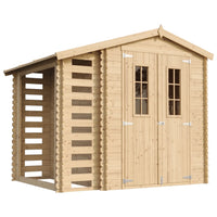 Casetta da Giardino in Legno con Legnaia da Esterno - 3,53 m2 + 0,97 m2 - TIMBELA M386C