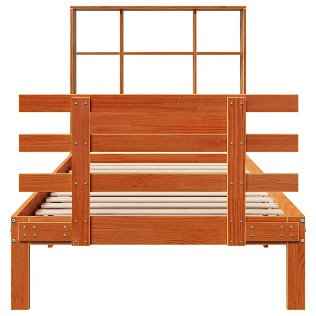 Letto Libreria senza Materasso Marrone Cera 75x190 cm in Pino 3322767