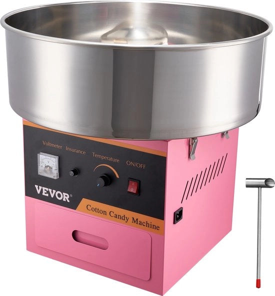 Macchina per la produzione di zucchero filato - RVS - Kit di produzione di zucchero filato - Schepetto per zucchero filato - Caricatore - Regolazione digitale della temperatura - 1000W