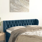 Testiera ad Orecchio-Testata con Orecchie Blu Scuro 147x23x78/88 cm in Velluto 383420