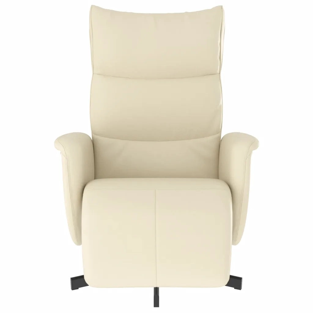 Divano Sedia-Poltrona Reclinabile con Poggiapiedi Crema in Similpelle 314170
