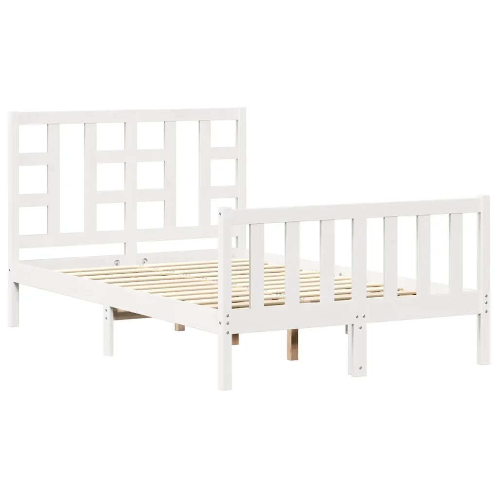 Giroletto senza Materasso-Struttura Letto Bianco 120x200 cm Legno Massello Pino 749986
