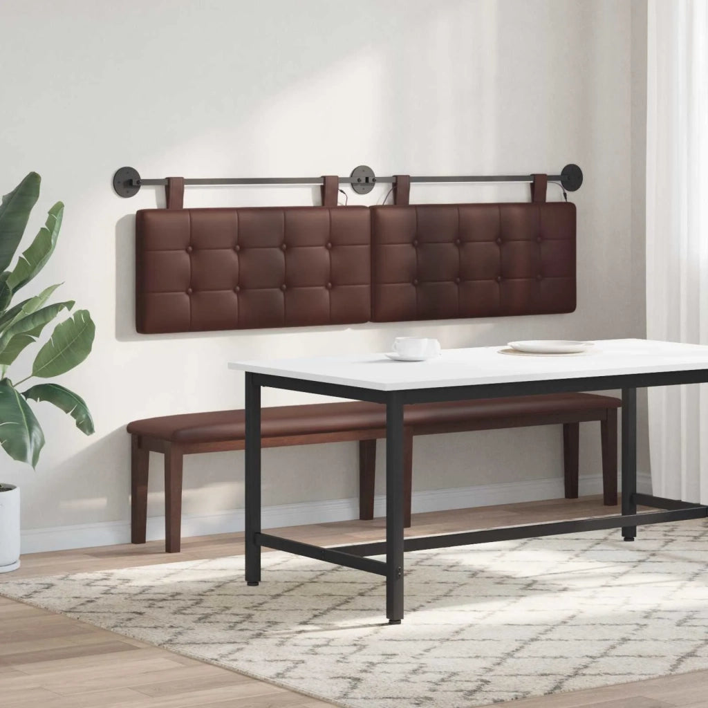 Testiera sospesa Con luce LED Marrone Similpelle