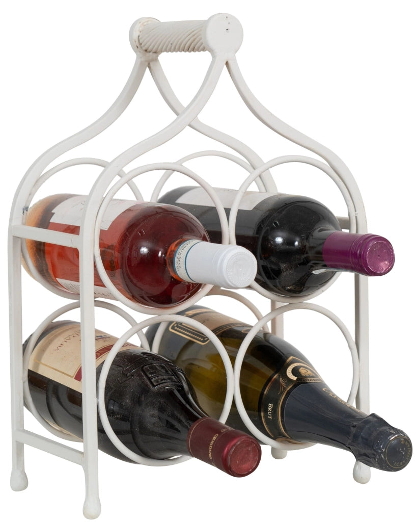 Biscottini Porta bottiglie in ferro battuto finitura bianca anticata Cantinetta Offerta