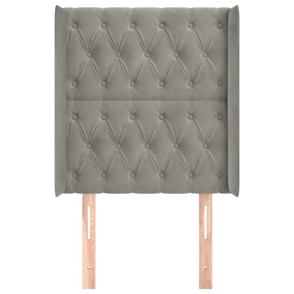 Testiera ad Orecchio-Testata con Orecchie Grigio Chiaro 83x16x118/128 cm in Velluto 664811