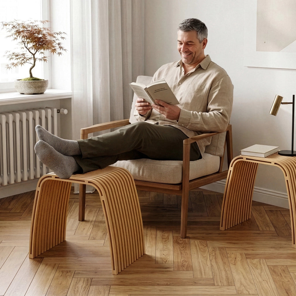 Seduta Multiuso Jysa in Bambù Sgabello Basso 45 x 50 x 31 cm - Naturale [en.casa]
