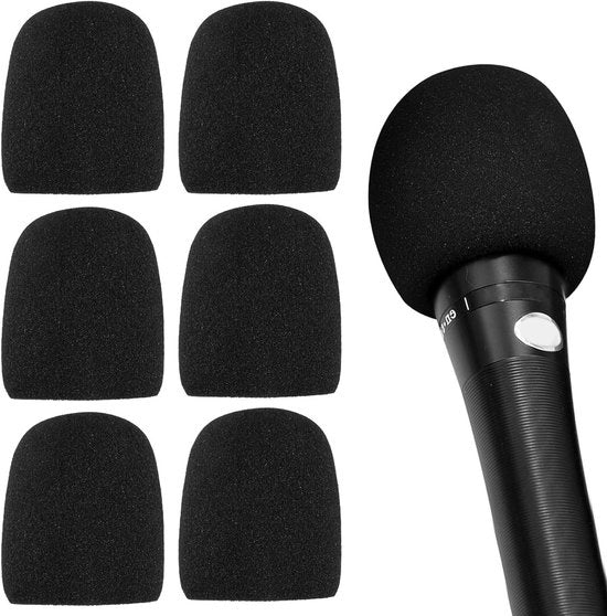Set di schermi anti-vento per microfoni a schiuma - Nero - Set da 6 - Attenuazione del rumore - Karaoke - Esibizioni - Protezione