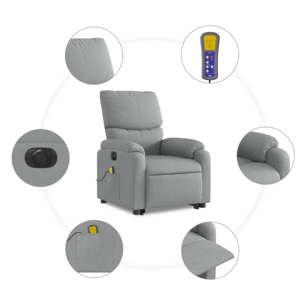 Poltrona Alzapersona Massaggi Elettrica Grigio Chiaro Tessuto 3204860