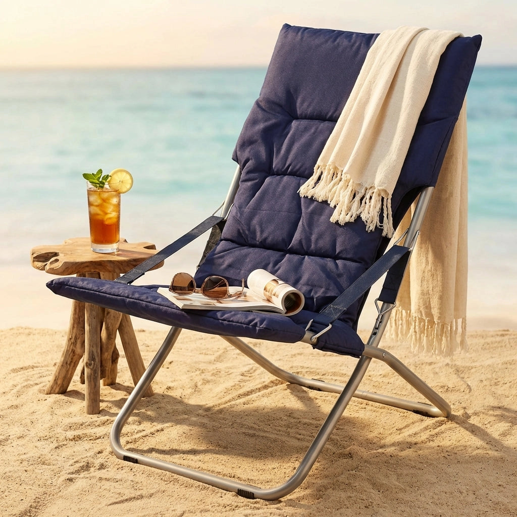 Sdraio mare prendisole Pieghevole  in Acciaio PVC cm 65x80x96 - CANA