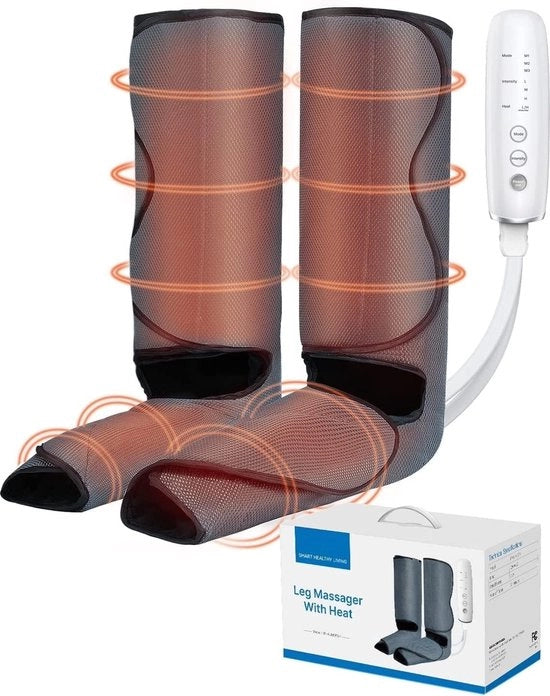 Apparecchio di massaggio per gambe senza fili - Apparecchio di compressione aereiforme con dispositivo ricaricabile - 3 modalità e 3 intensità per alleviare la fatica - regalo - dono di Natale