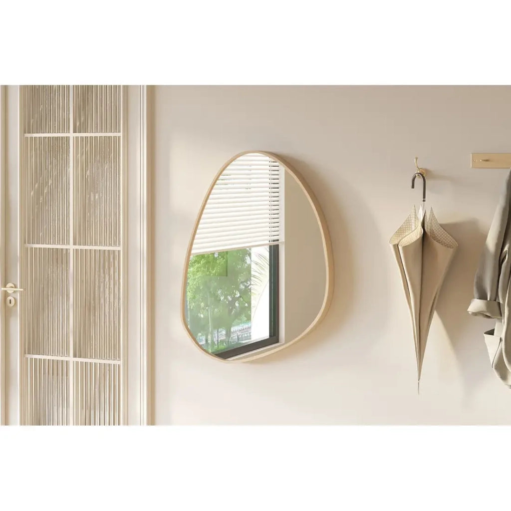 Specchio asimmetrico NARA – 60x80 cm – Finitura rovere invecchiato – MDF decorativo in legno – Design organico