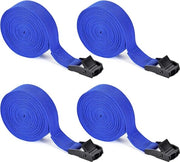 4 set di cinghie di sicurezza con rilascio rapido - cinghie di sicurezza con chiusura a click - 4 metri x 25 cm - portabagagli per auto - portabici - cinghie di sicurezza blu con rilascio rapido