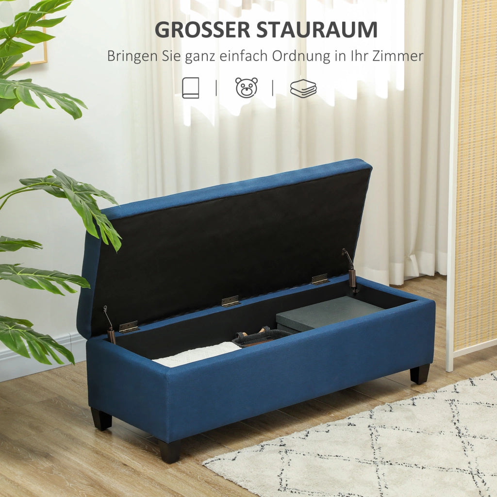 Poltrona con vano contenitore e rivestimento in tessuto blu ¨C Minimal ¨C 125x49x41 cm