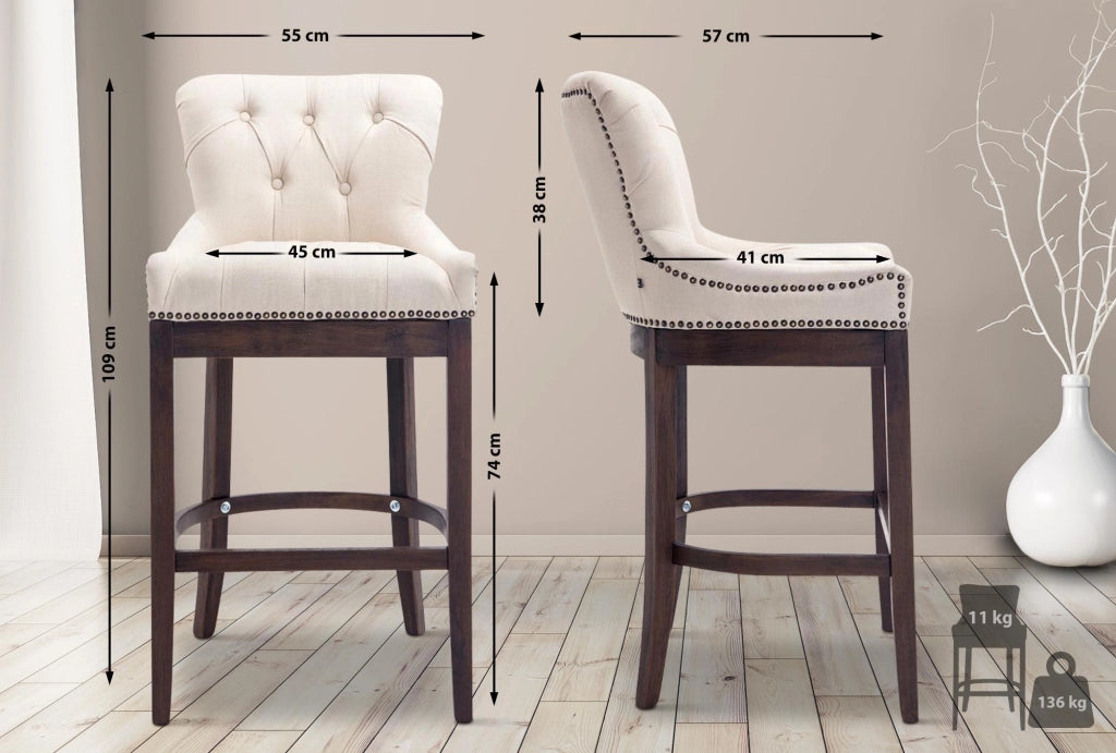 Sgabello Lakewood stoffa antico-scuro crema