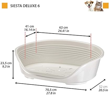 LETTINO PER ANIMALI 'SIESTA DELUXE' N.6 - cm 70,5 x 52 x h.23,5 / bordeaux  - FERPLAST
