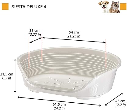 LETTINO PER ANIMALI 'SIESTA DELUXE' N.6 - cm 70,5 x 52 x h.23,5 / bianco  - FERPLAST
