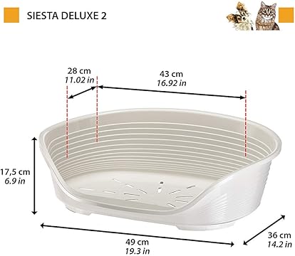 LETTINO PER ANIMALI 'SIESTA DELUXE' N.2 - cm 49 x 36 x h.17,5 / bordeaux  - FERPLAST