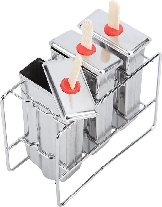Forme per gelati in acciaio inossidabile 304 - forme mini riciclabili per gelati - 3 pezzi con 50 stecchi.