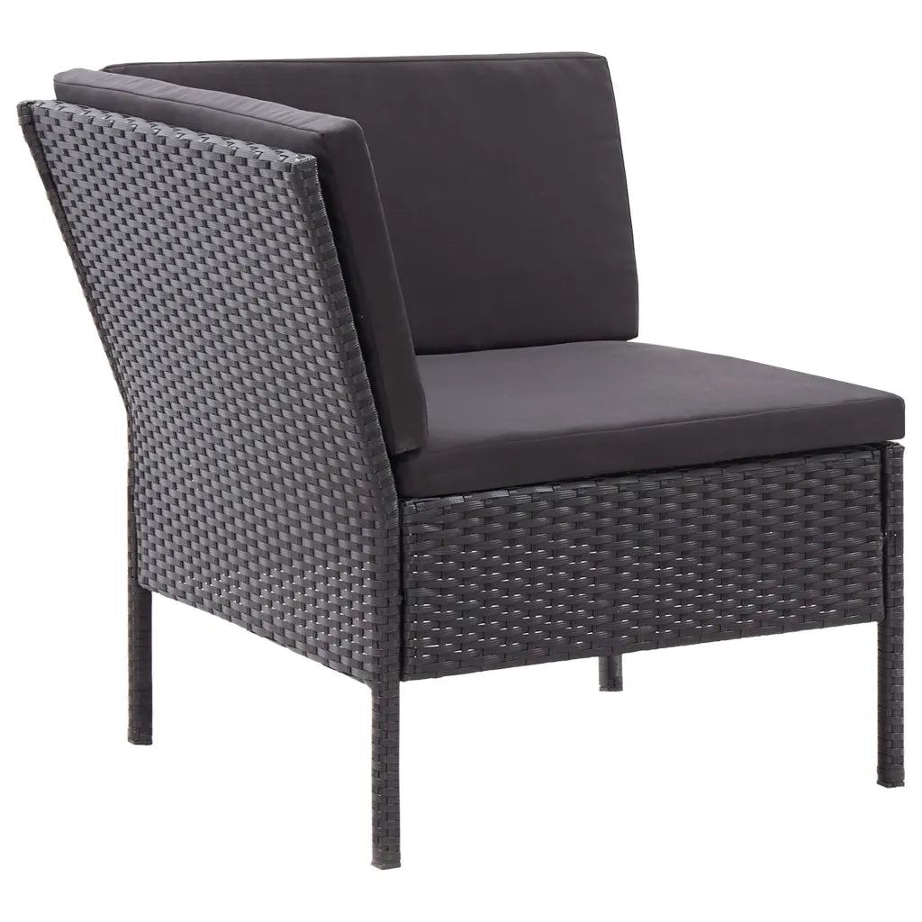 Set Divani da Giardino 3 pz con Cuscini in Polyrattan Nero cod mxl 35751