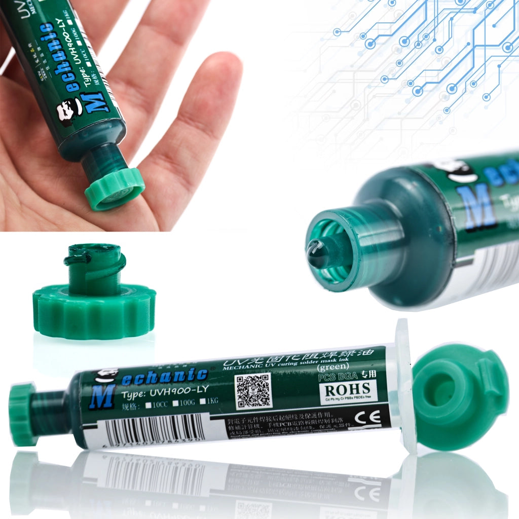 Soldermask Verde UVH900-LY – Protezione PCB | 10g, Utensile Manuale/Automatico