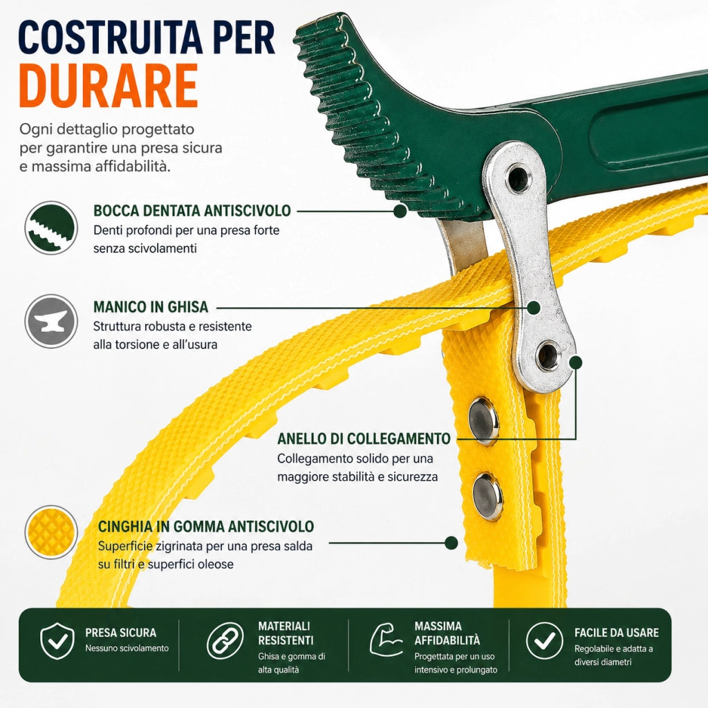 Chiave a Cinghia 9 Pollici per Filtro Olio Auto e Moto con Nastro 500mm 05040