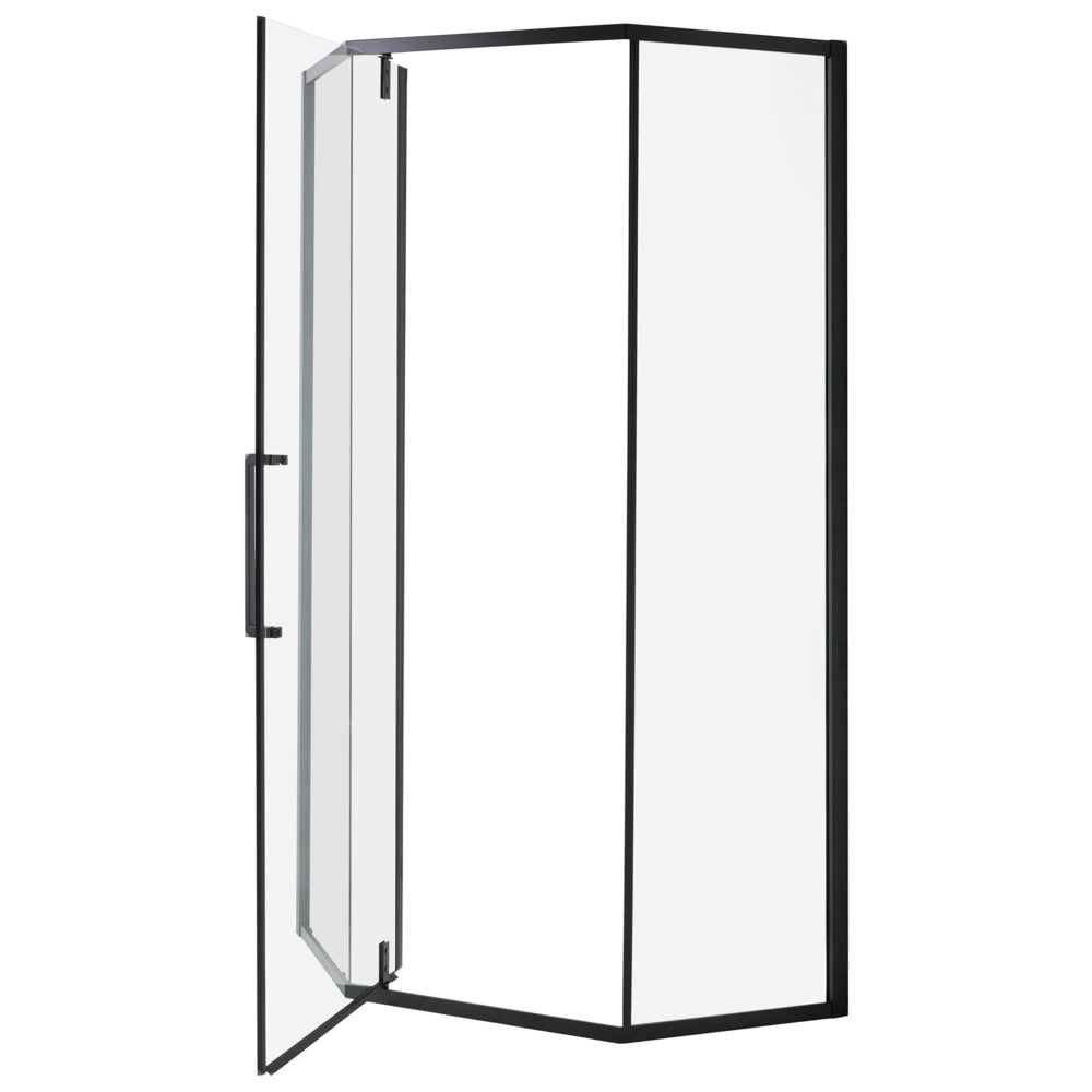 Cabina doccia in vetro temperato nero telaio in alluminio 90 x 90 x 190 cm porta trasparente a battente