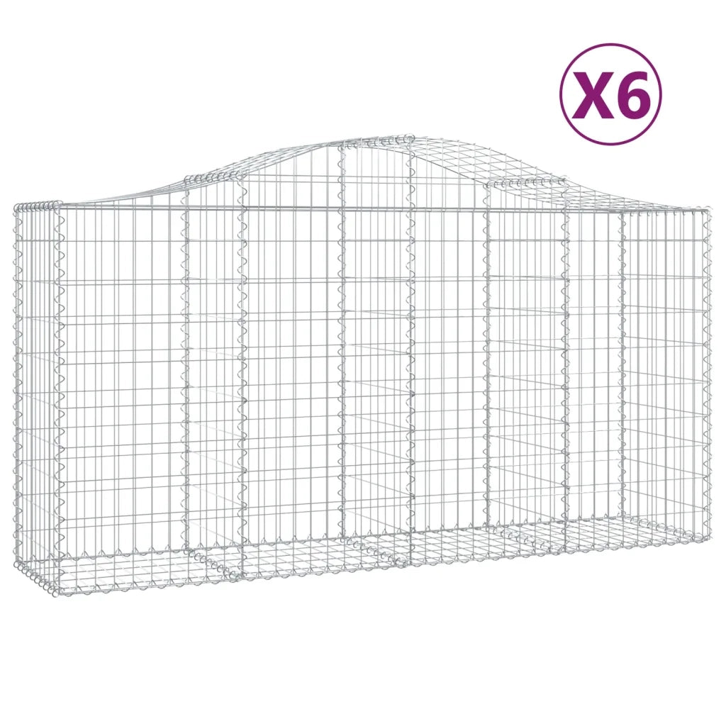 Cesti Gabbioni ad Arco 6 pz 200x50x100/120 cm Ferro Zincato 3145644