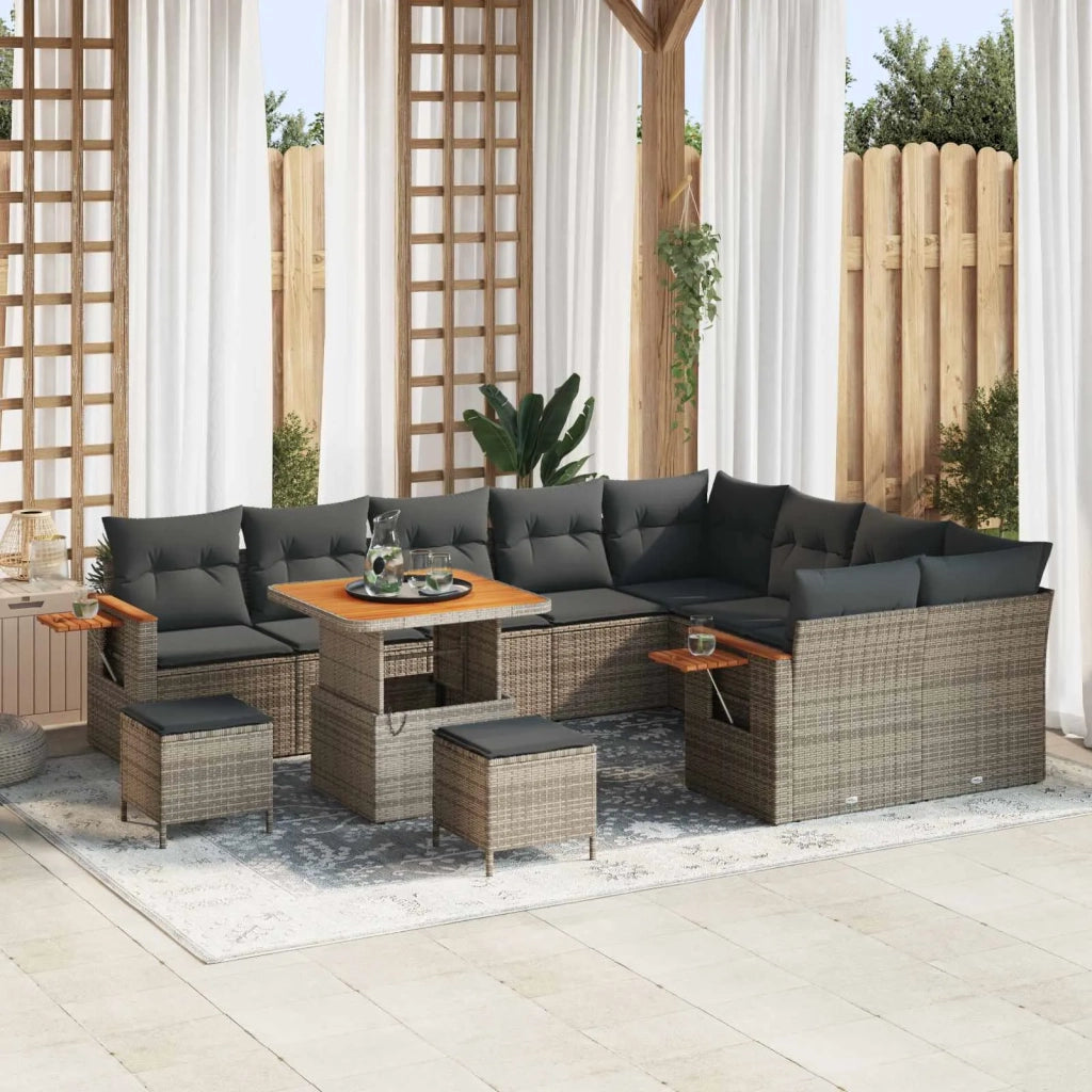 Set Divano da Giardino 12 pcs Grigio polyrattan 3363083