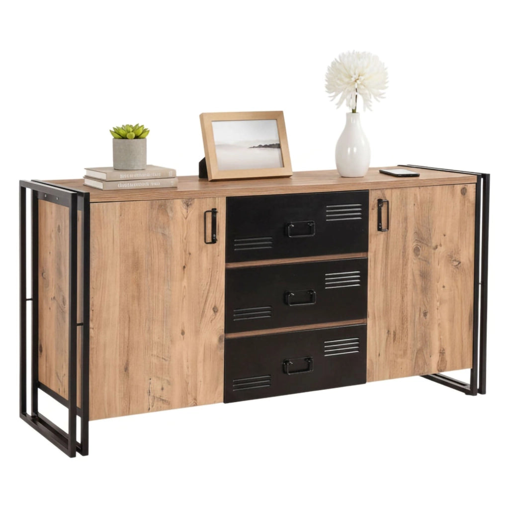 Madia Cimaron, Credenza 3 Cassetti, 160x45x80h cm Marrone Quercia