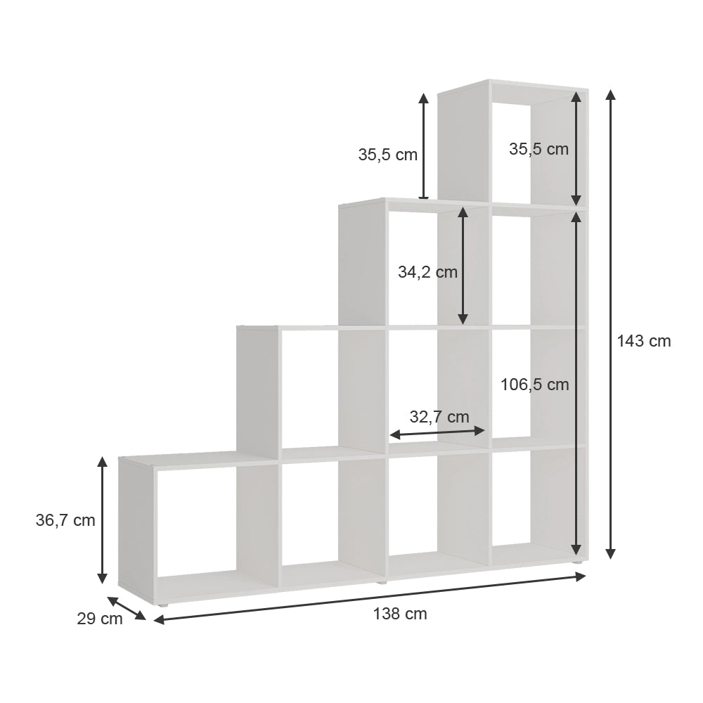 Vicco Scaffale per scale Bianco 138 x 143 cm 10 scomparti
