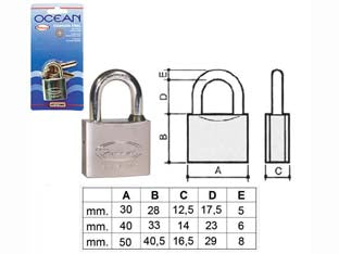 LUCCHETTO OTTONE ARCO NORMALE OCEAN 2700M IN BLISTER- - mm.50 (2750MB) - 1 pezzi POTENT