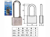 LUCCHETTO OTTONE ARCO LUNGO OCEAN 2700M IN BLISTER- - mm.40 (2780MB) - 1 pezzi POTENT