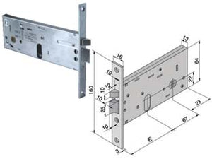ELETTROSERRATURA DA INFILARE PER FASCE MM.64 H 304- - mm.80 (30480010) - 1 pezzi WELKA